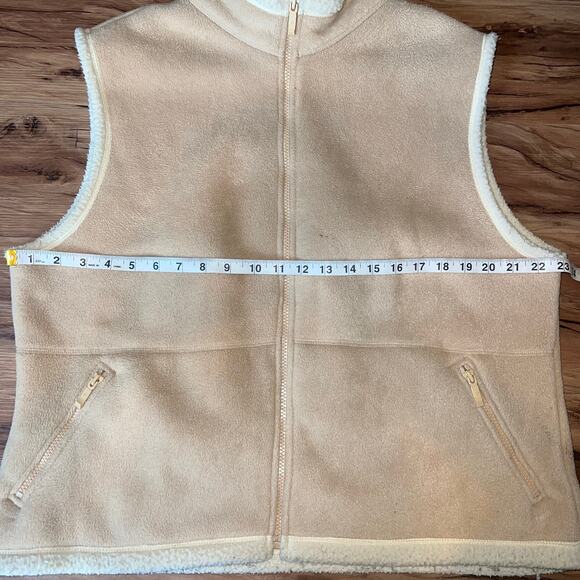Vintage North End Cozy Soft Beige Fleece Vest Sherpa Trim Full Front Zip XXL - Picture 3 of 8